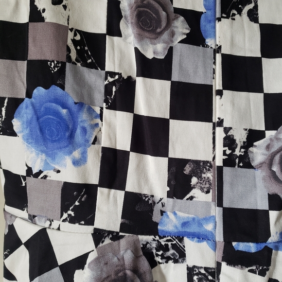 Blue + Gray Rose Checkerboard Pinup Dress (Large, NWOT) - Picture 3 of 5